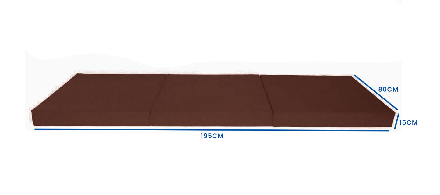 Logeermatras Opvouwbaar 15cm Dikke Foam Bruin 195x80cm