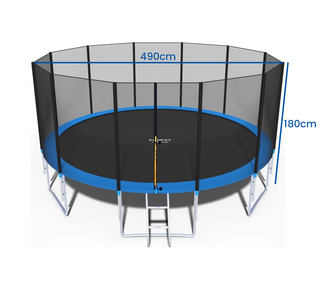 TRAMPOLINE - 490 cm Diameter - Blauw/Zwart