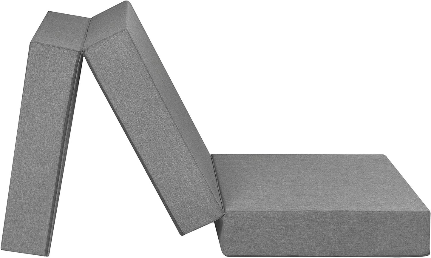 Logeermatras - opvouwbaar, comfortabel, wasbare hoes - grijs 195x65 cm