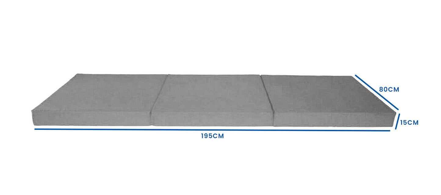 Logeermatras - Opvouwbaar, Comfortabel, 15cm Dikte - Grijs/195x80 cm