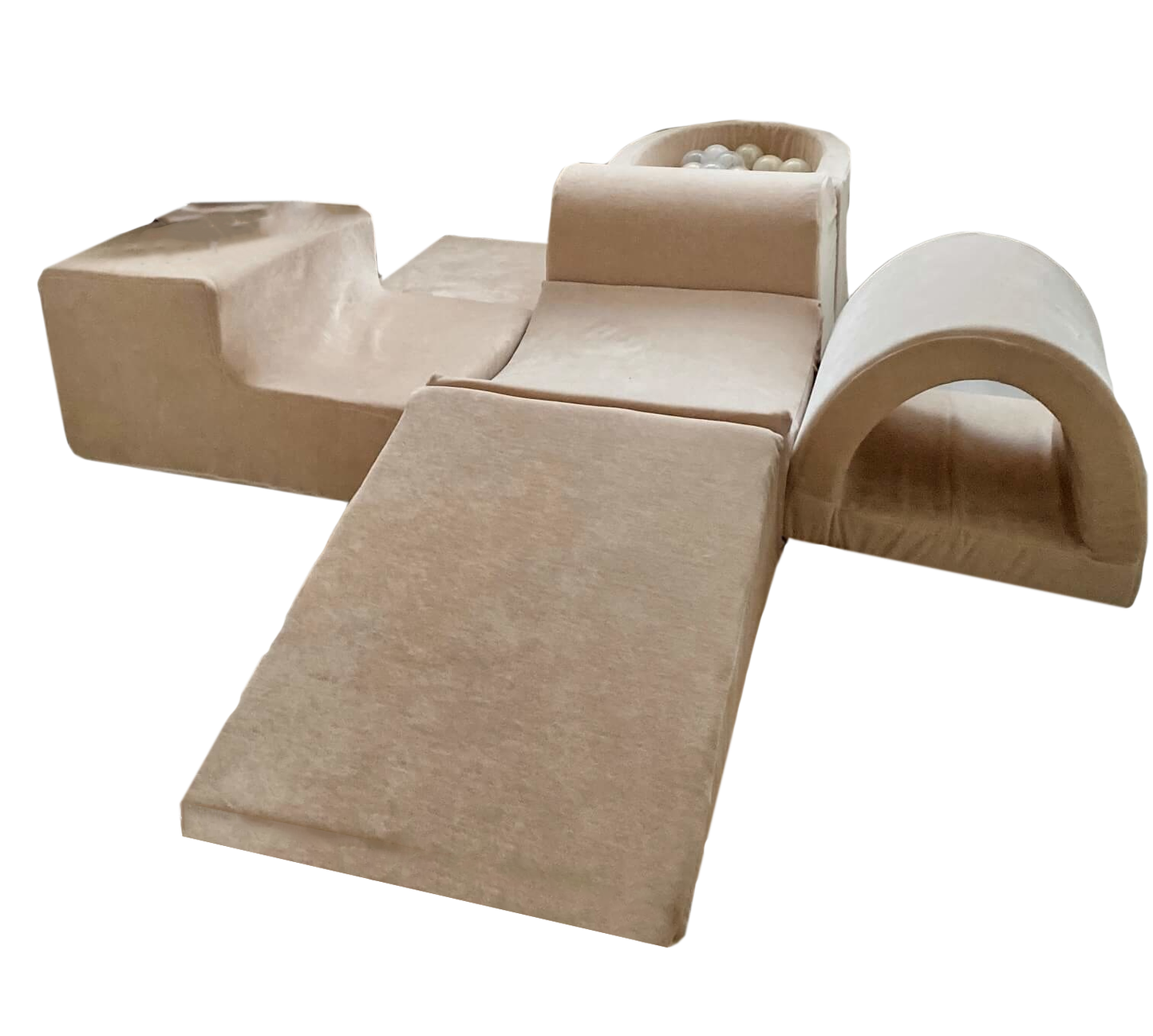Foam speelset - 7-delig met ballenbak en 100 ballen - beige