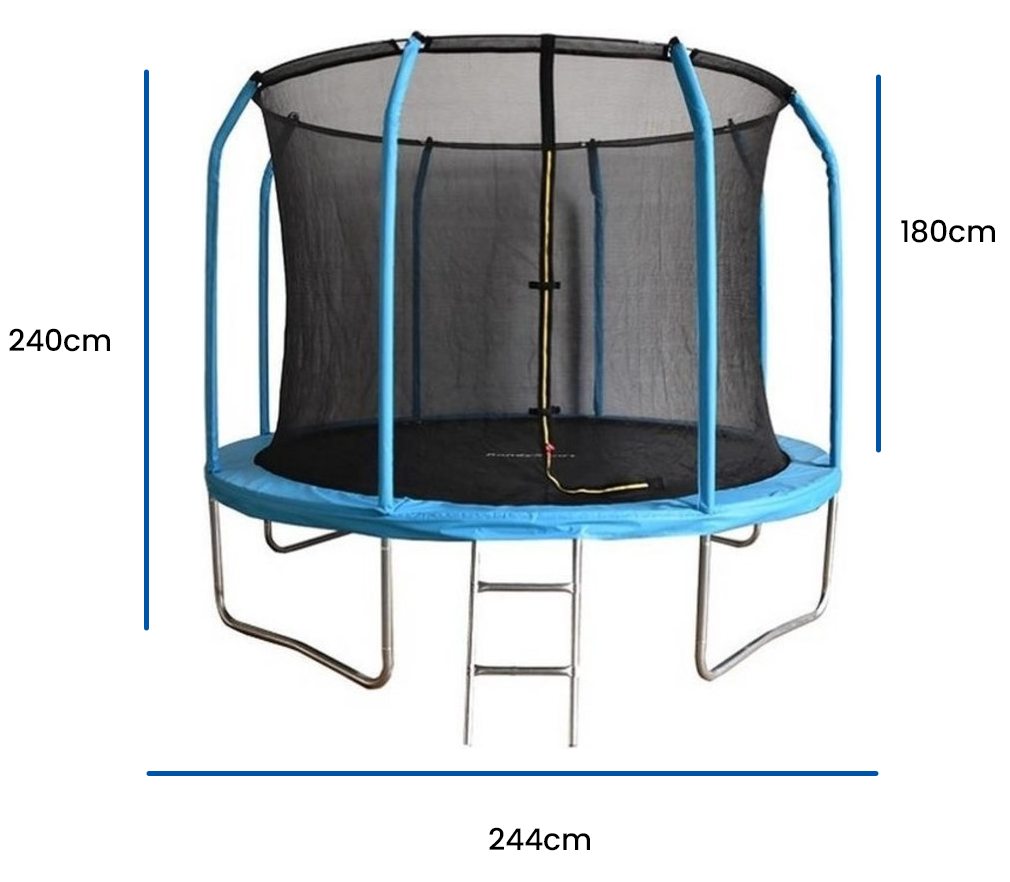 Trampoline - veiligheidsnet & ladder - 244 cm blauw