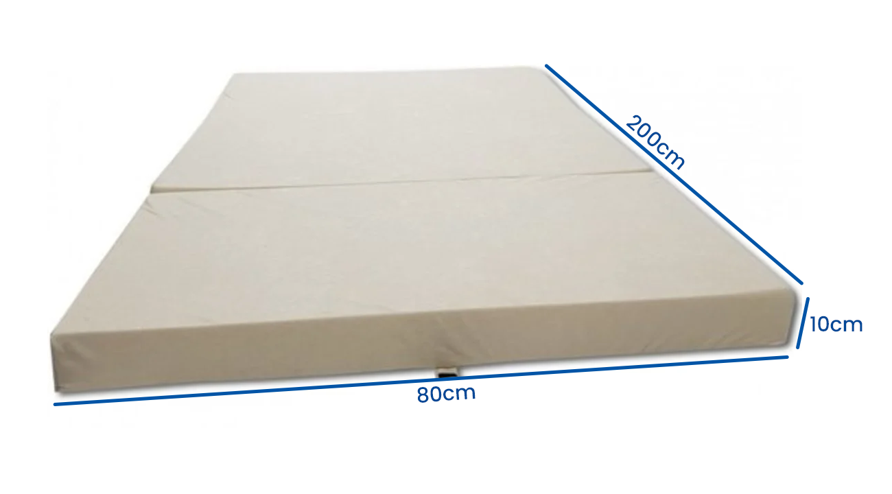 Logeermatras - Opvouwbaar, Comfortabel, Wasbare Hoes - Creme 200x80x10 cm