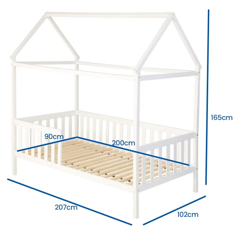 HUISBED - ecologisch vurenhout - wit - 200x90 cm