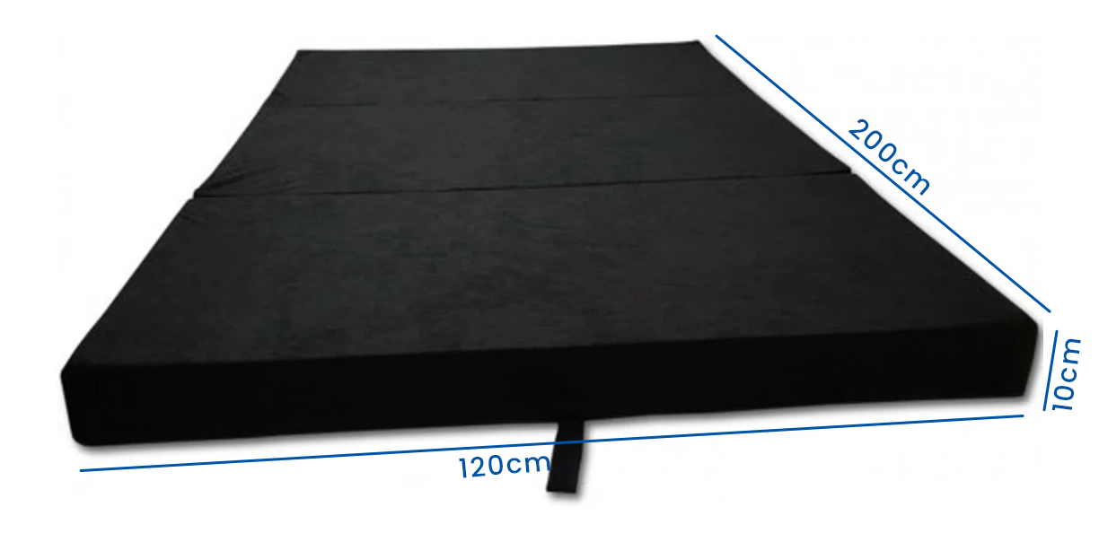Logeermatras - opvouwbaar, wasbare hoes, 200x120x10 cm - zwart