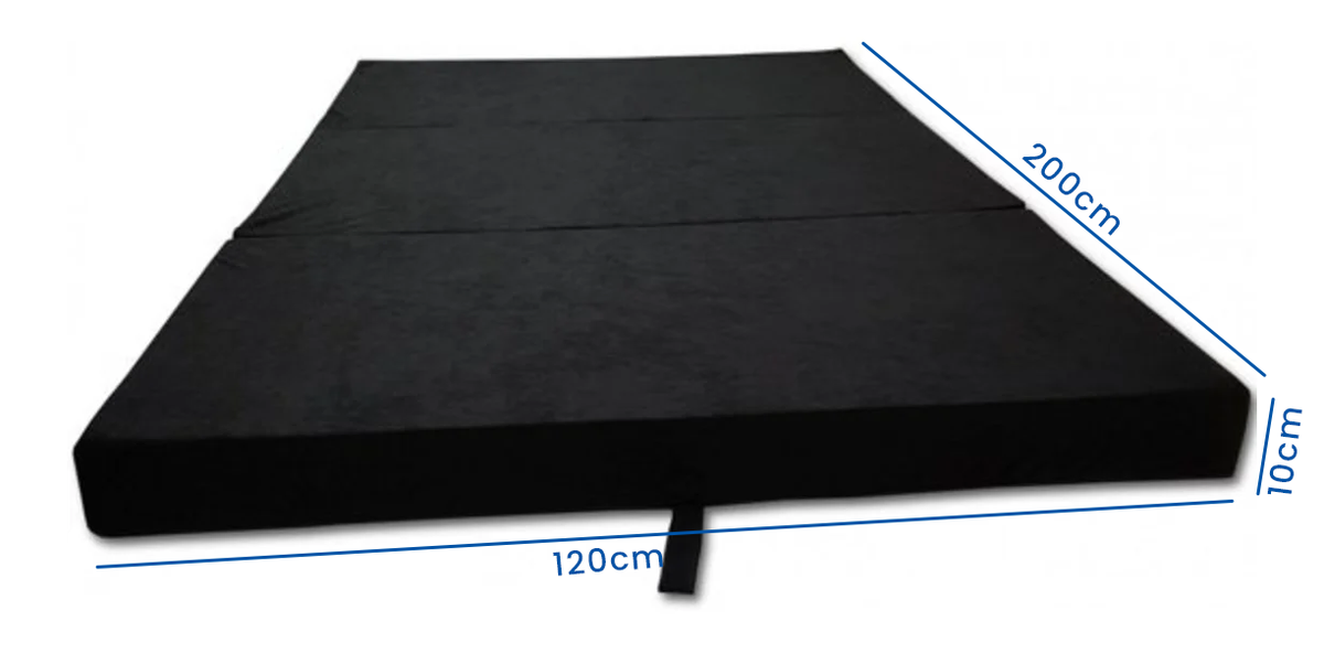 Logeermatras - opvouwbaar, wasbare hoes, 200x120x10 cm - zwart