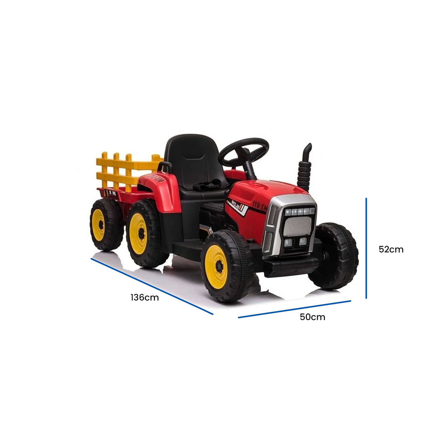 elektrisch bestuurbare tractor - 2x45W motoren - rood