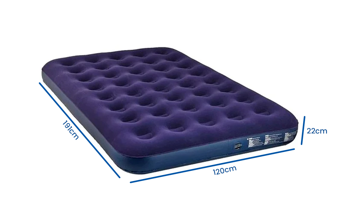 OPBLAASLUCHTBED - 2 Personen - Velours - Marineblauw - 191x120x22 cm