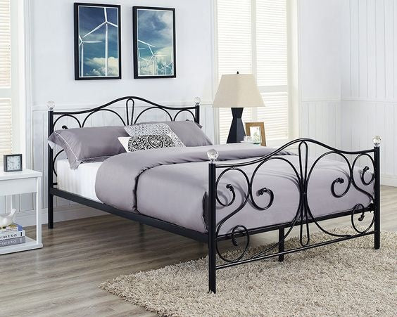 BEDFRAME - Metalen - Inclusief Lattenbodem - Zwart - 140x200cm