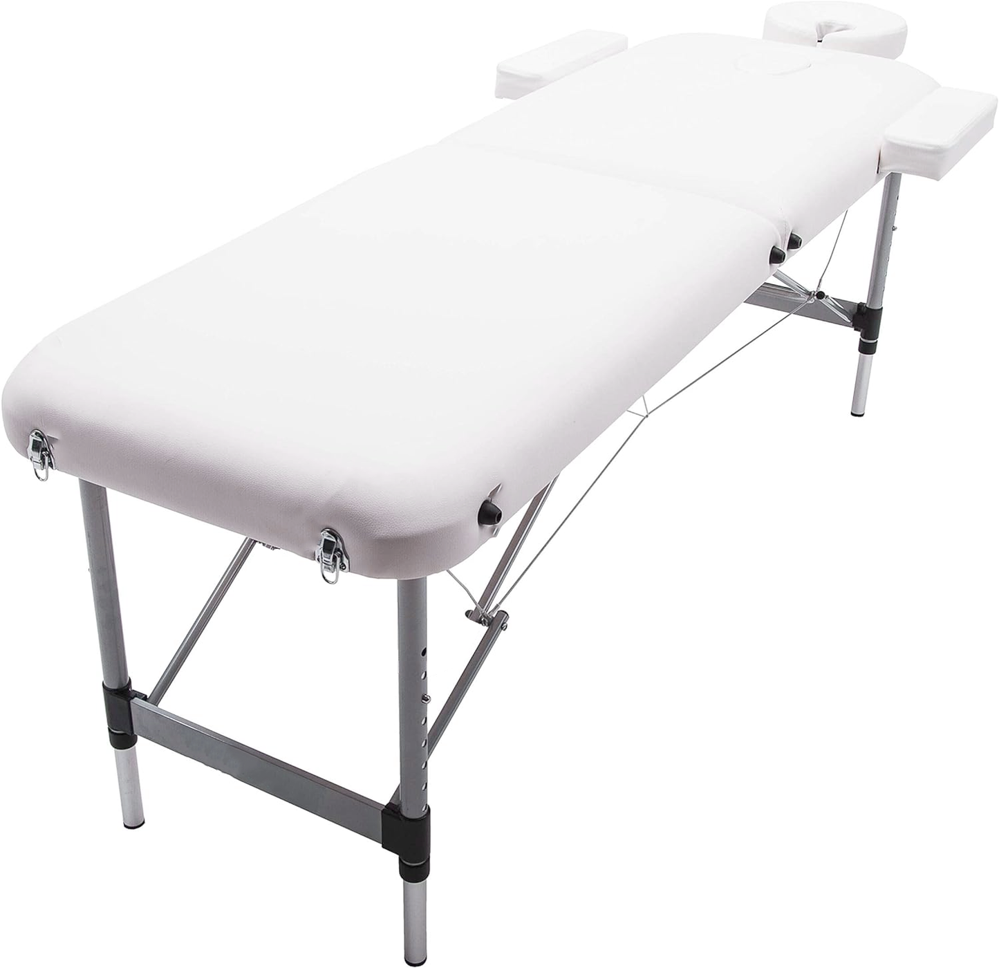 MASSAGETAFEL - Opvouwbaar Aluminium - Verstelbare Hoofdsteun - Wit 185x70 cm