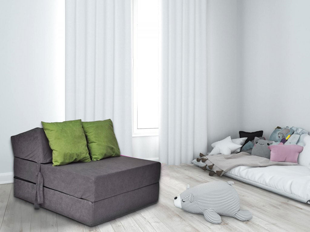 Logeermatras - Opklapbaar, 15 cm Dik, Wasbare Hoes - Grijs/200x70x15 cm