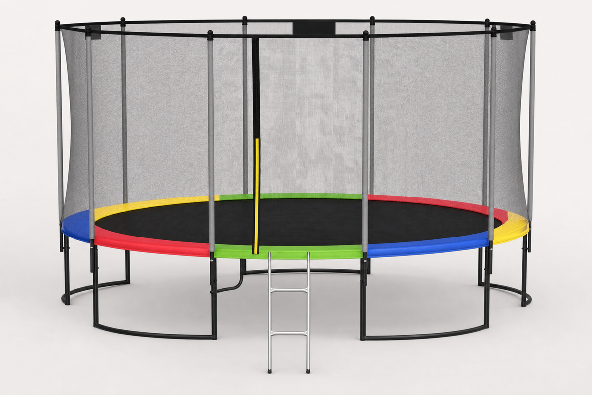 TRAMPOLINE - veiligheidsnet & ladder - regenboog 305 cm
