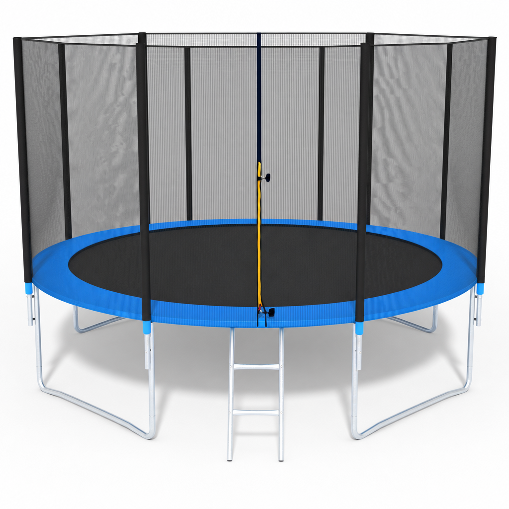 TRAMPOLINE - veiligheidsnet en ladder - blauw - 374 cm