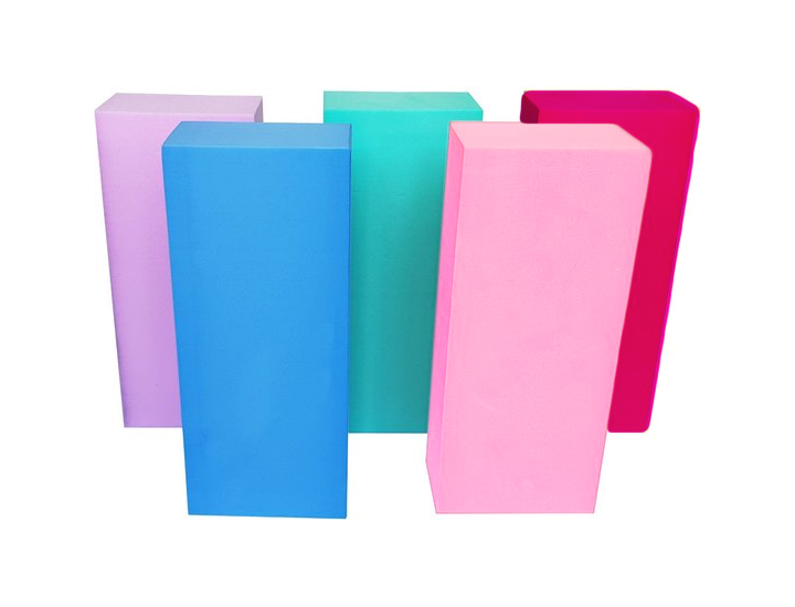 Jenga foam blokken - 15 elementen - blauw/groen/paars/roze/fuchsia