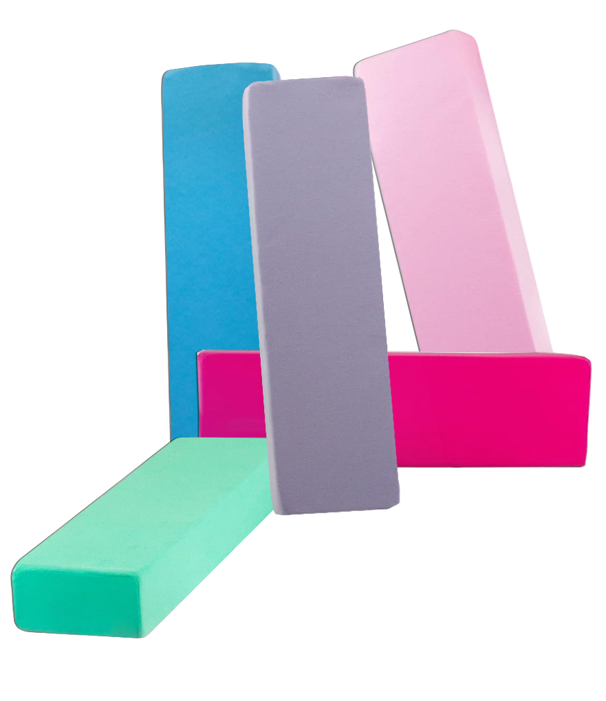 Jenga foam blokken - 15 elementen - blauw/groen/paars/roze/fuchsia