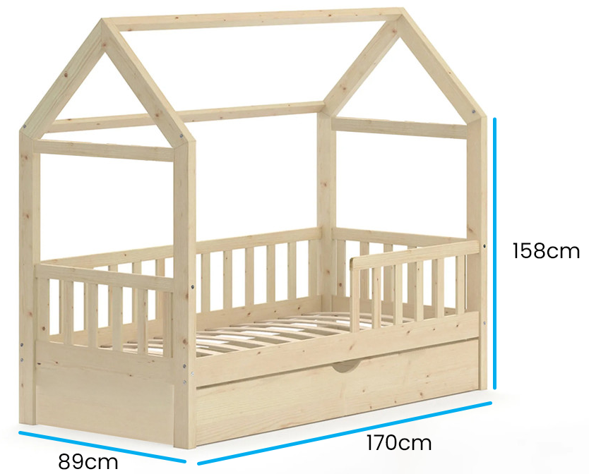 HUISBED - houten met lade - 80x160 cm