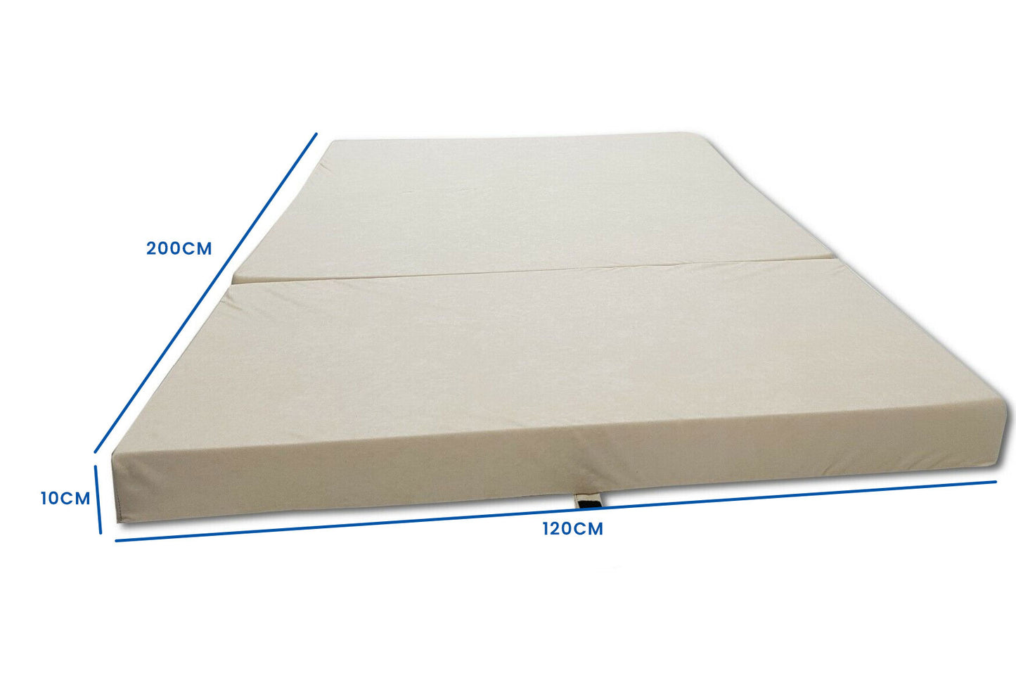 Logeermatras - Opvouwbaar, Comfortabel, Wasbare Hoes - Creme 200x120x10 cm
