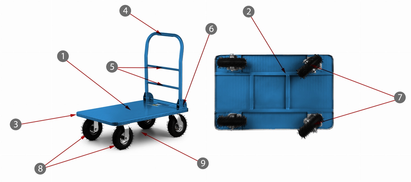 TRANSPORTWAGEN - 500kg Maximale Belasting - Blauw