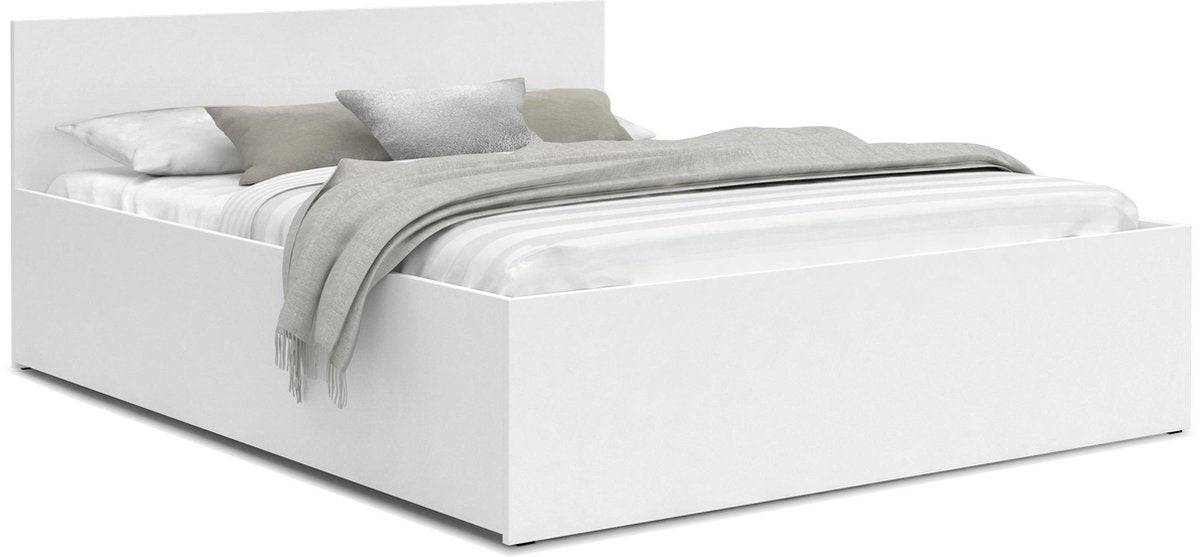 Tweepersoonsbed - opklapbare bodem - wit/140x200 cm