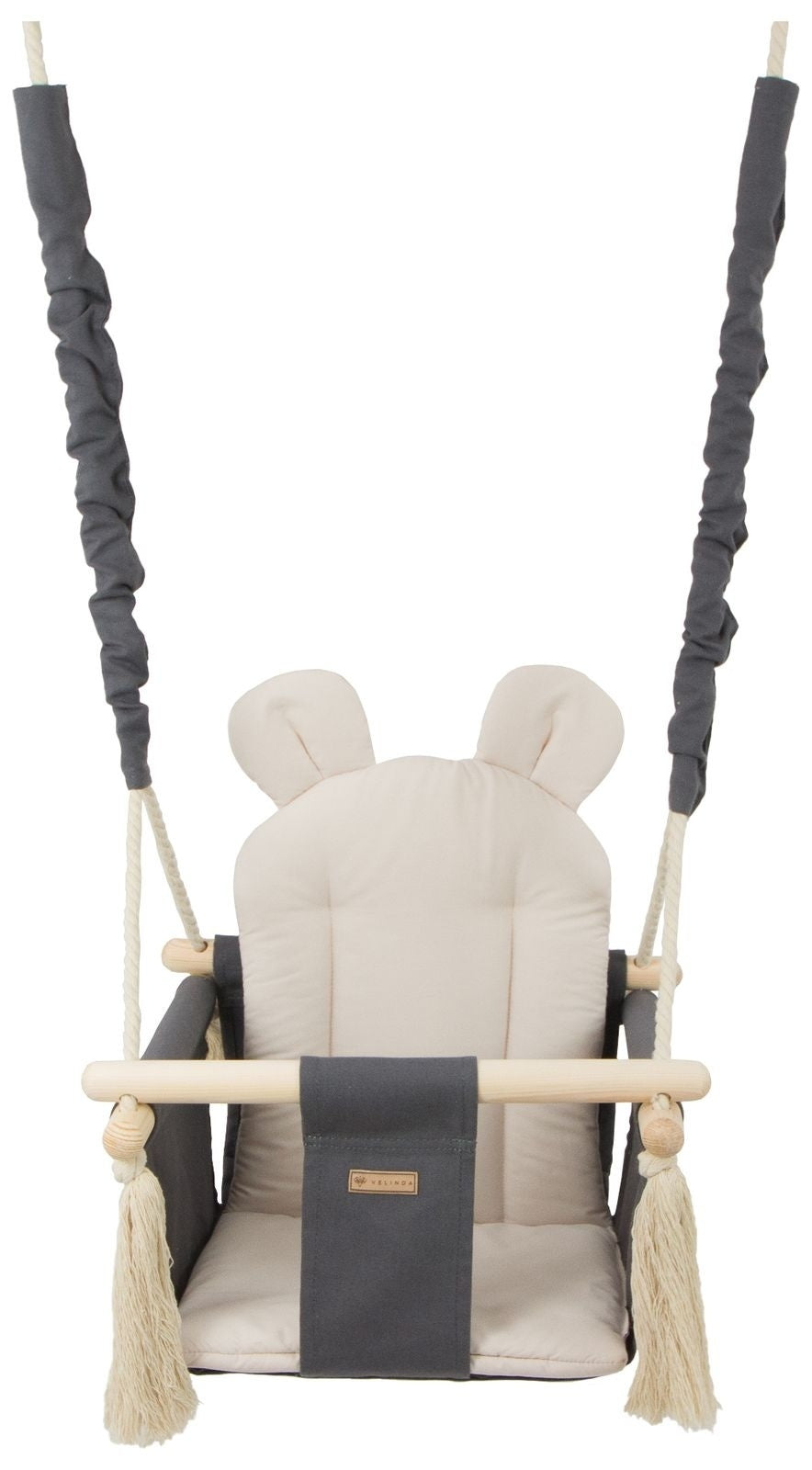 BABY SCHOMMELSTOEL - 100% katoen en hout - Grijs/Beige