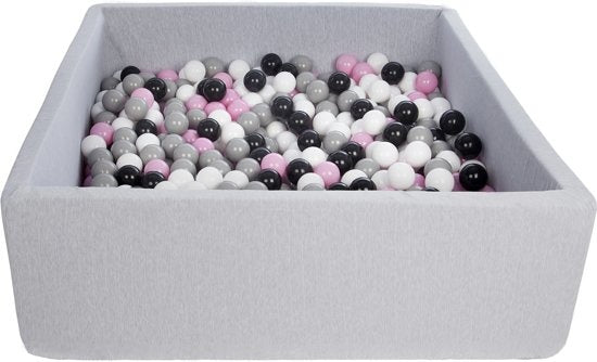 BALLENBAK - 600 ballen - 120x120 cm - wit/roze/grijs/zwart