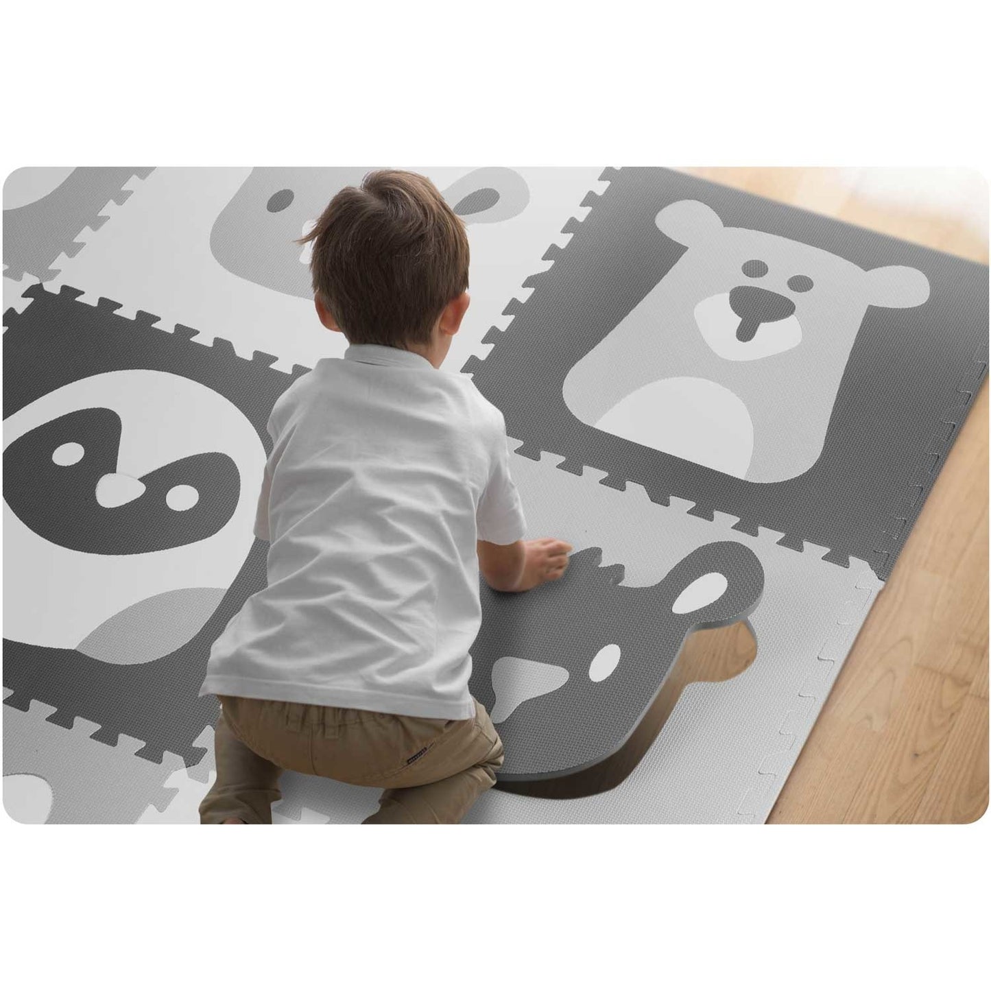 SPEELMAT - Zacht EVA-schuim - 60x60 cm - Grijs/Wit