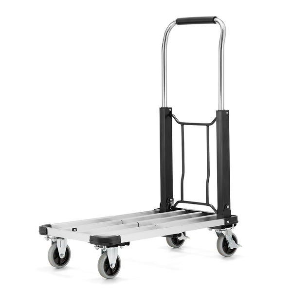 TRANSPORTWAGEN - lichtgewicht aluminium, telescopisch, 150 kg - zilver/zwart