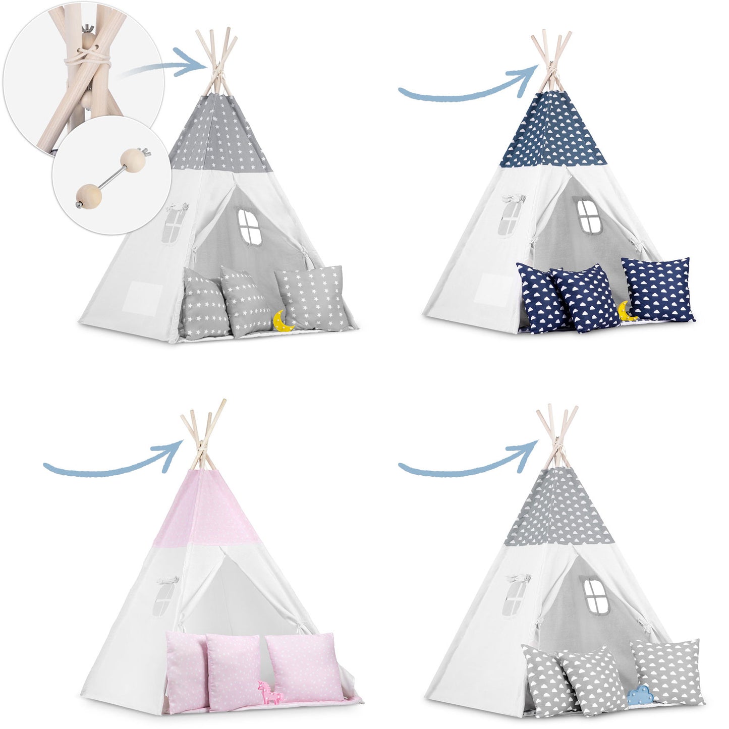 TIPI TENTSTABILISATOR - Hout en Metaal - 122 mm