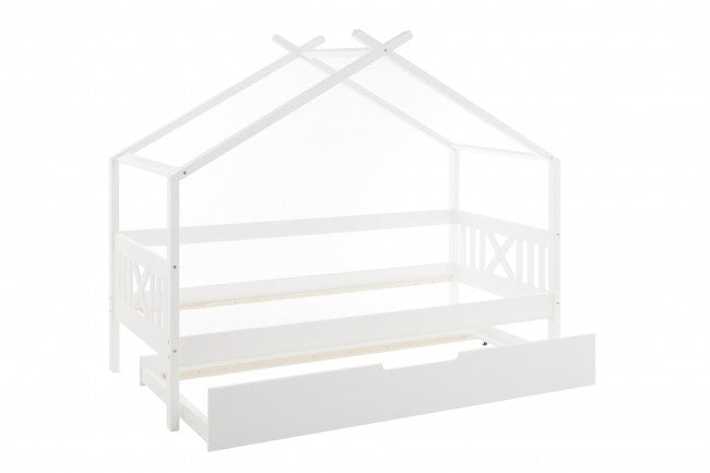 HUISBED - grenenhout met logeerbed lade - wit 90x200 cm