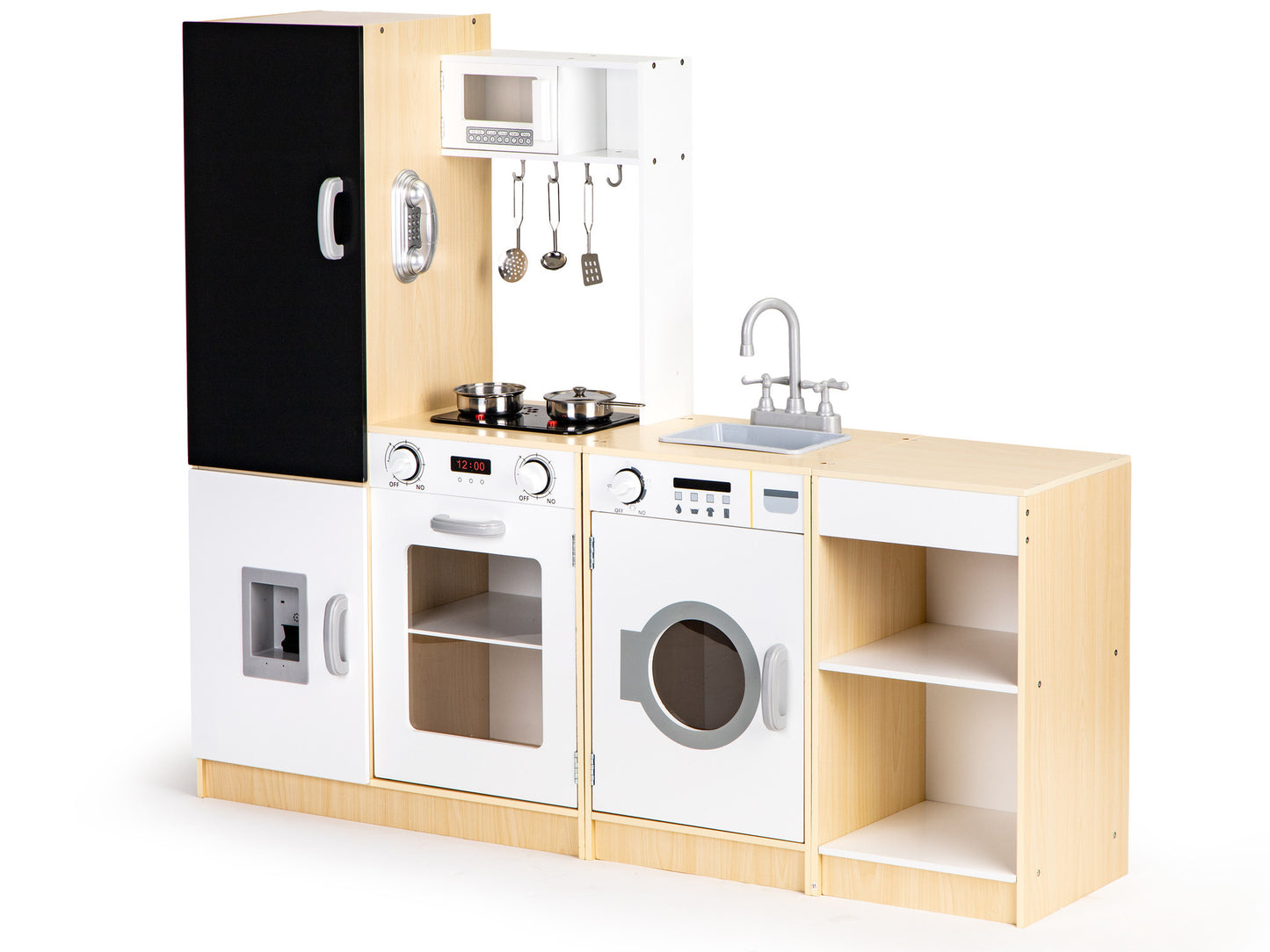 KINDERKEUKEN - Hout en MDF - wit/zwart/grijs