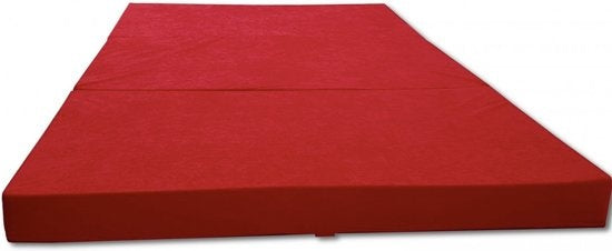 Logeermatras - opvouwbaar, comfortabel, wasbare hoes - rood 200x80x10 cm