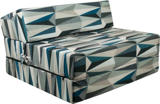Opvouwbaar matras - luxe comfort, wasbare hoes, 15 cm dik - blauw/beige/zwart - 200x90 cm
