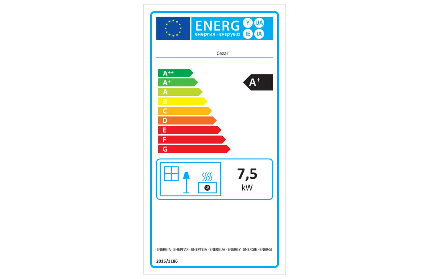 HOUTKACHEL - 7,5 kW - Energielabel A+ - Antraciet
