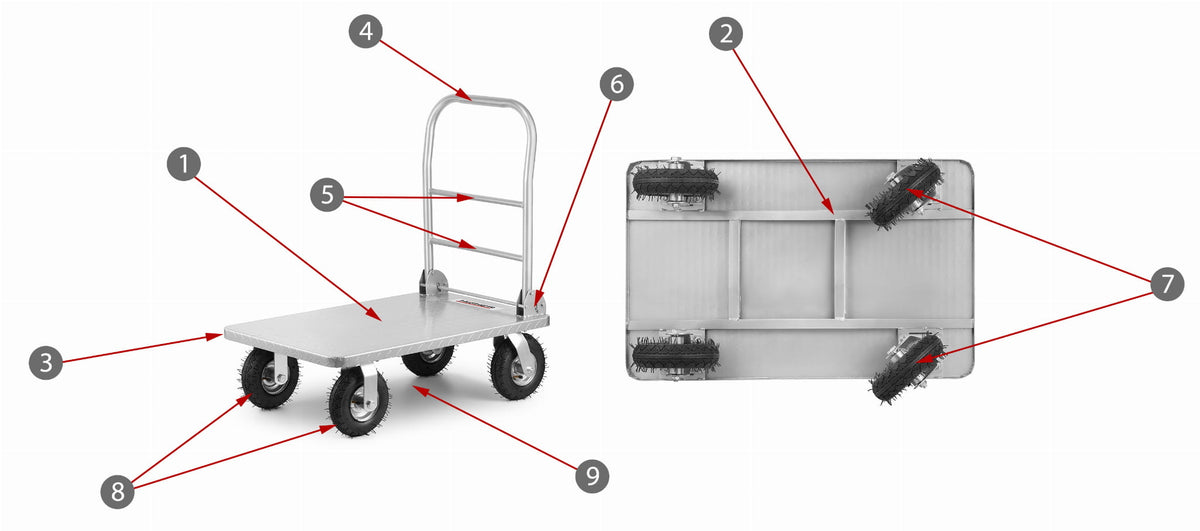 Transportwagen - 500kg Draagvermogen - Grijs