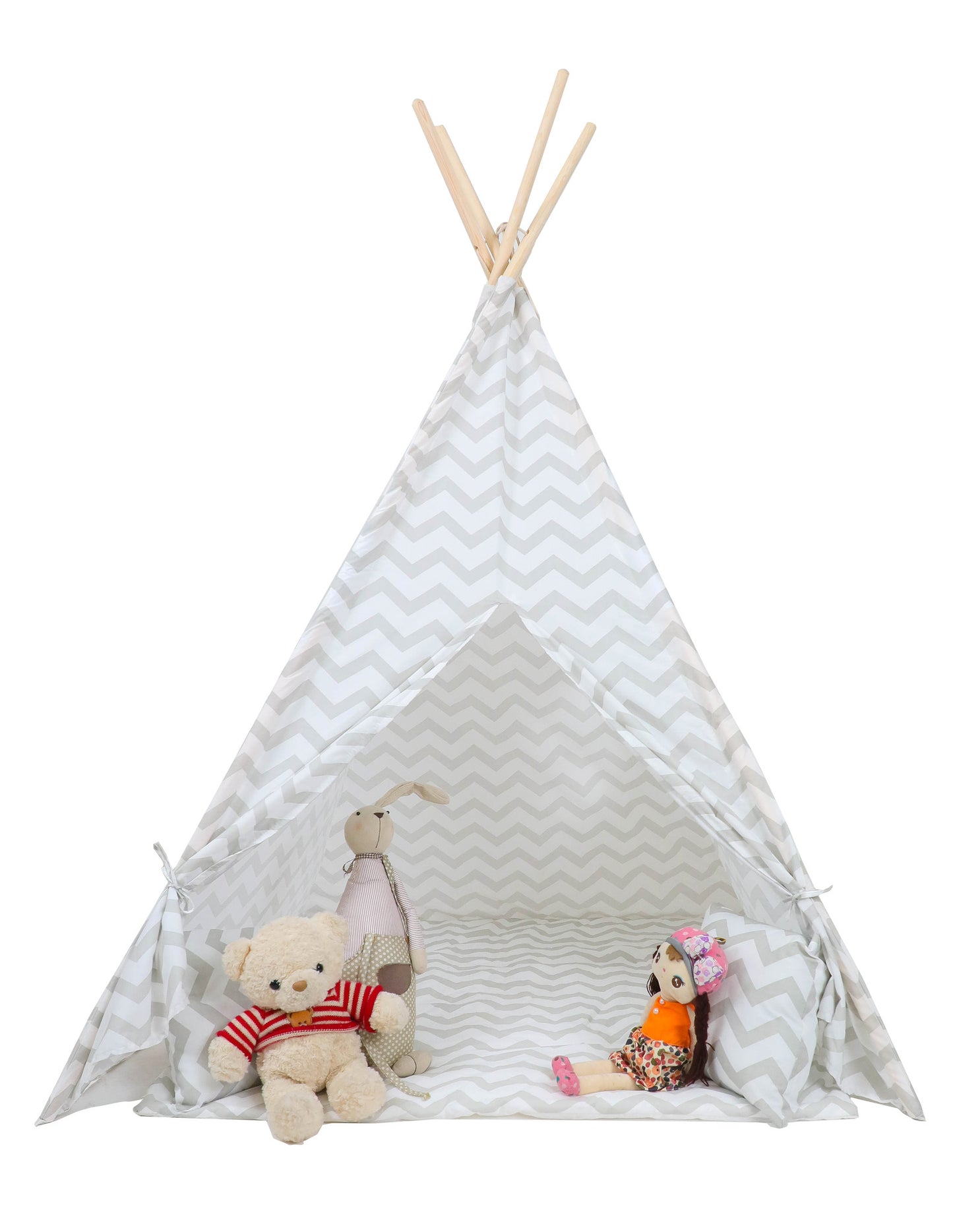 TIPITENT - Katoen met Zigzag Patroon - Grijs 120x120x160 cm