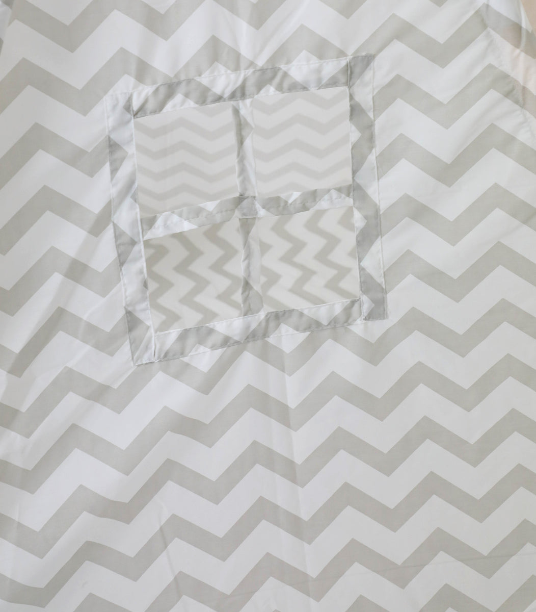 TIPITENT - Katoen met Zigzag Patroon - Grijs 120x120x160 cm