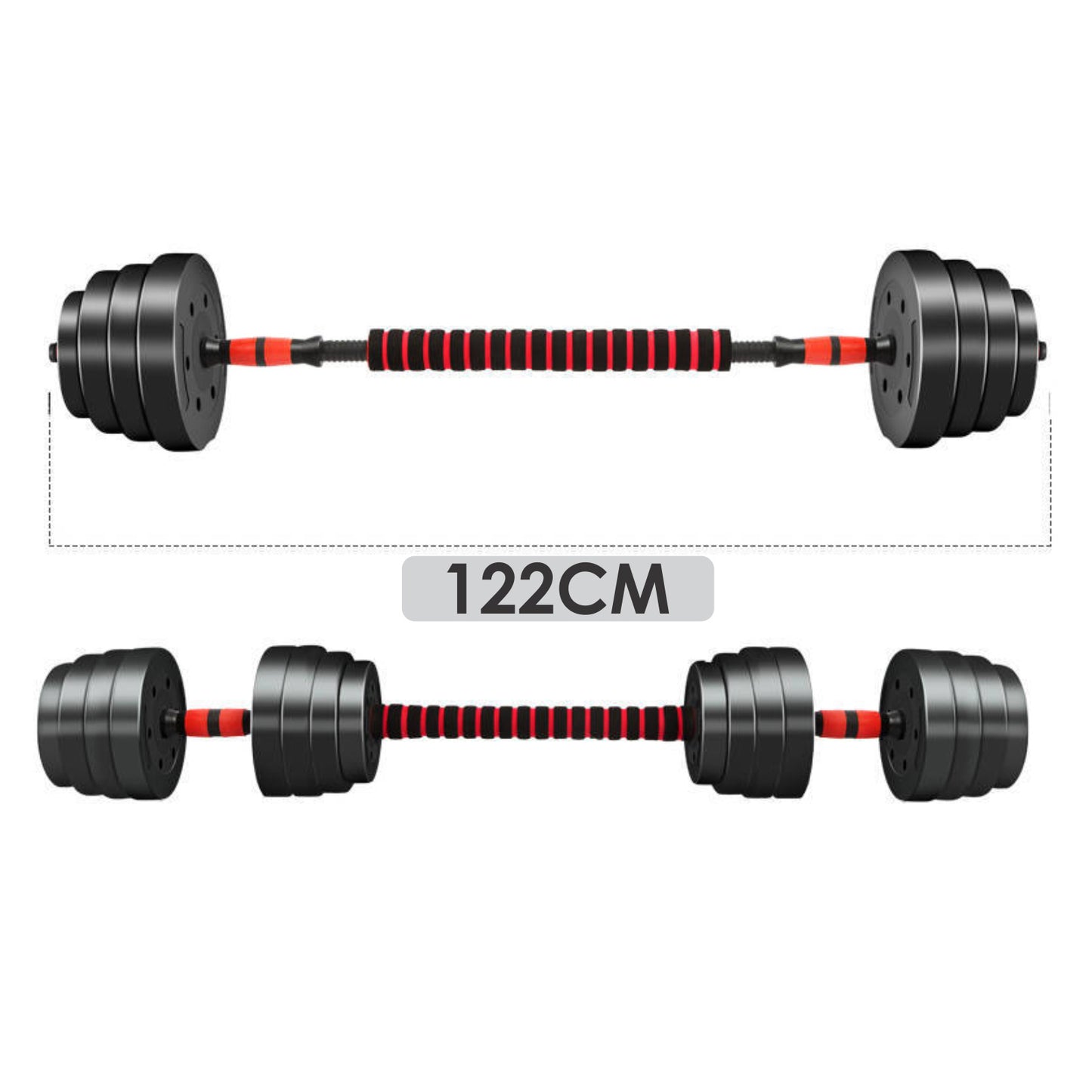 Halterset - Verstelbaar 30 kg - Zwart/Rood