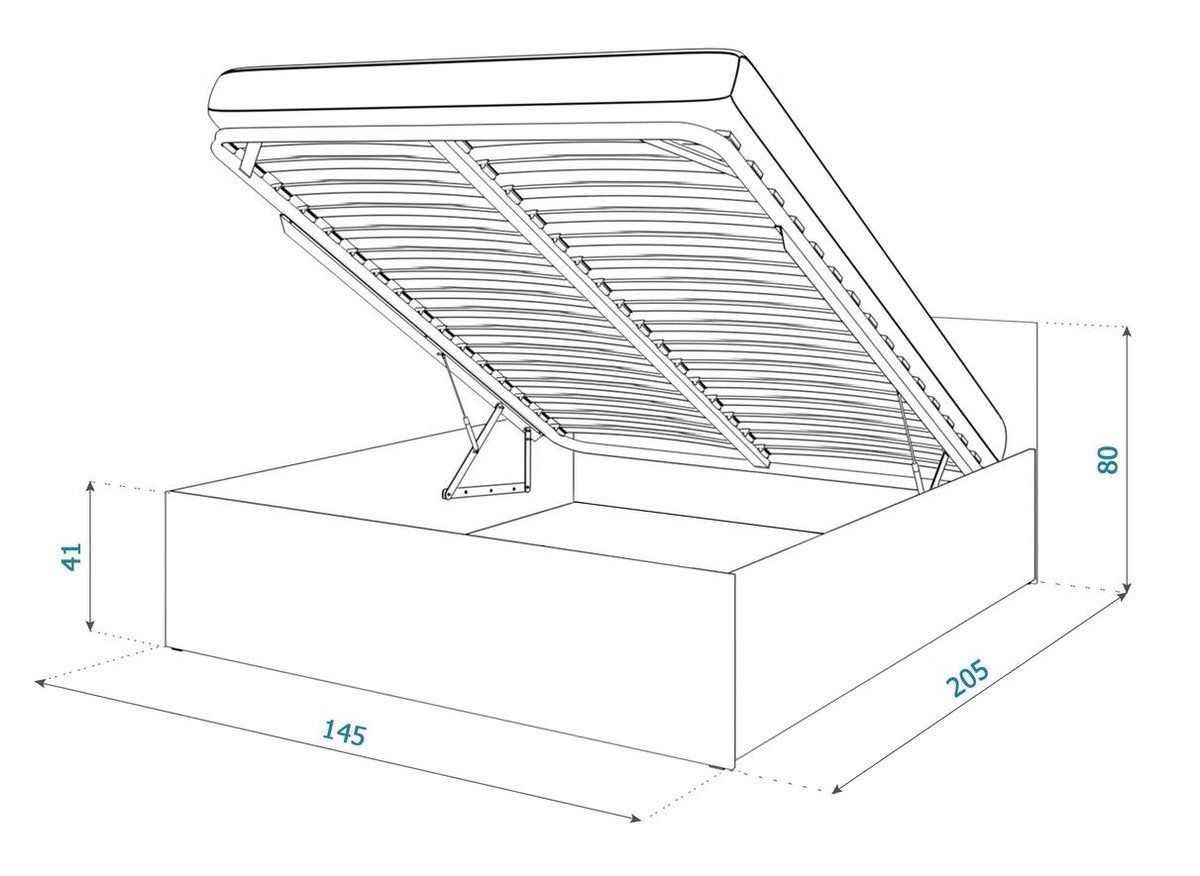 Tweepersoonsbed - opklapbare bodem - wit/140x200 cm