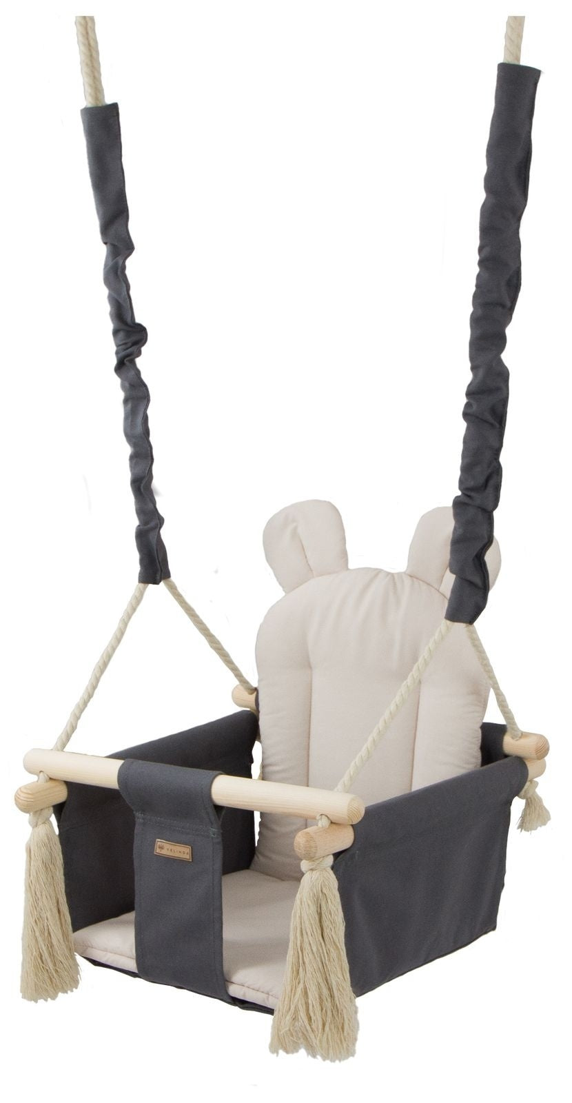BABY SCHOMMELSTOEL - 100% katoen en hout - Grijs/Beige