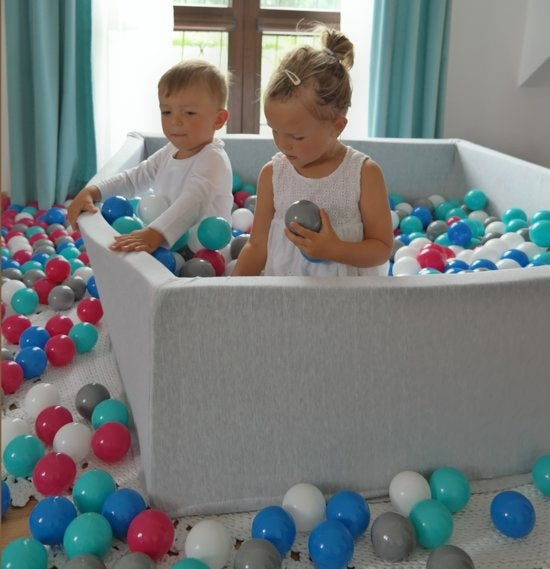 BALLENBAK - 600 ballen - 120x120 cm - wit/roze/grijs/zwart