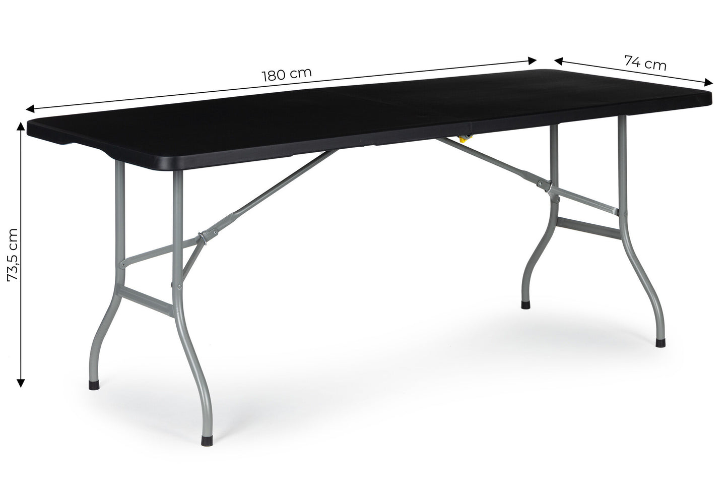 CAMPINGTAFEL - Opklapbaar HDPE-Staal - Zwart 180x70 cm