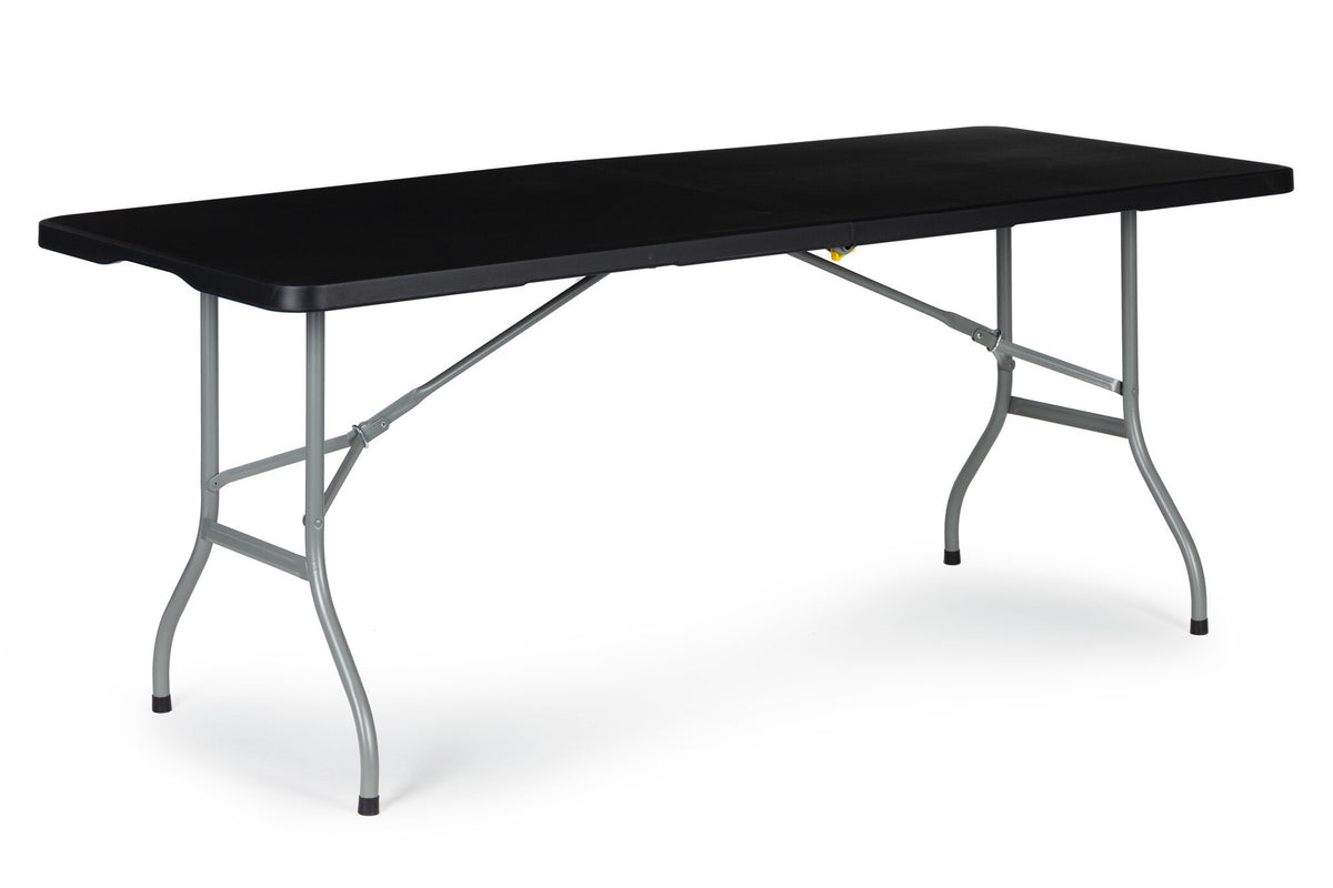 CAMPINGTAFEL - Opklapbaar HDPE-Staal - Zwart 180x70 cm
