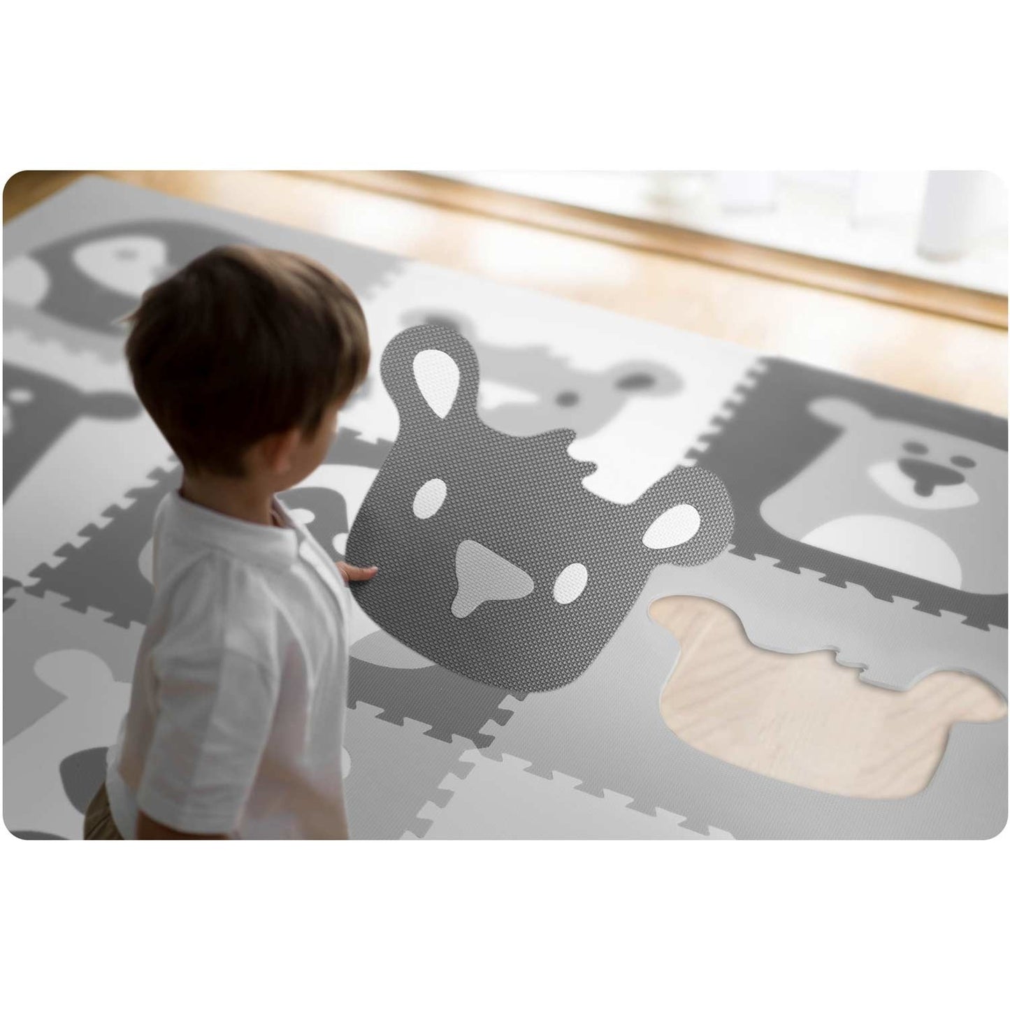 SPEELMAT - Zacht EVA-schuim - 60x60 cm - Grijs/Wit