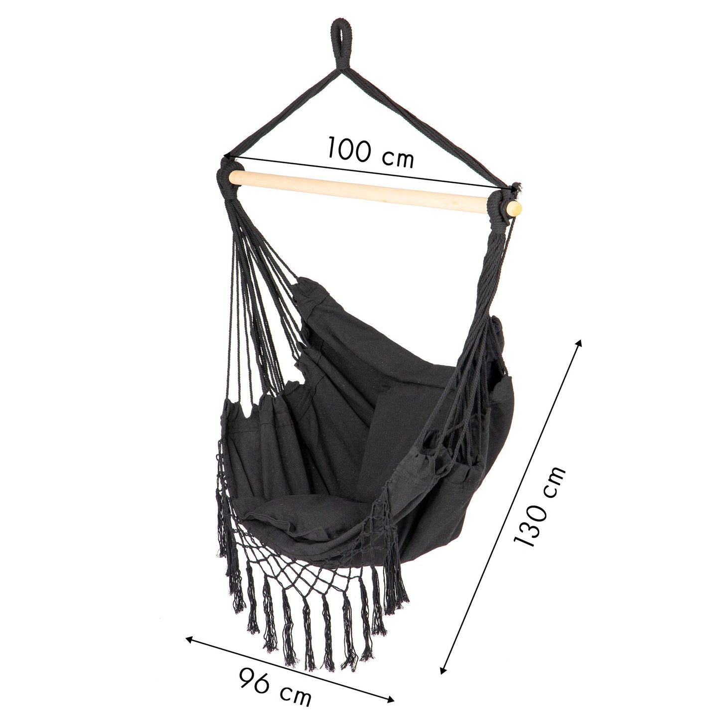 HANGSTOEL - Braziliaanse stijl - 130x96 cm - Zwart