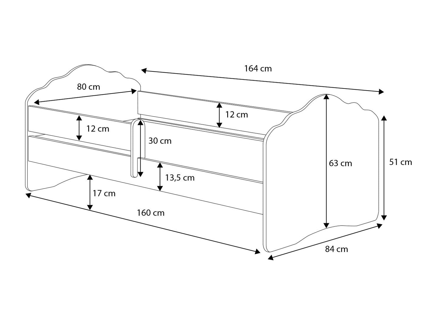 KINDERBED - Verplaatsbare Barrière - Wit/Roze - 160x80 cm