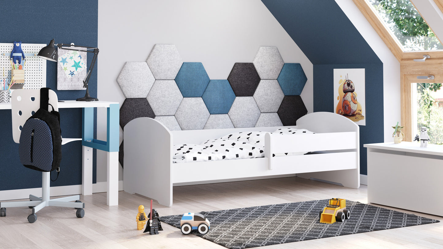 PEUTERBED - Veiligheid met Hekje - Wit/160x80 cm