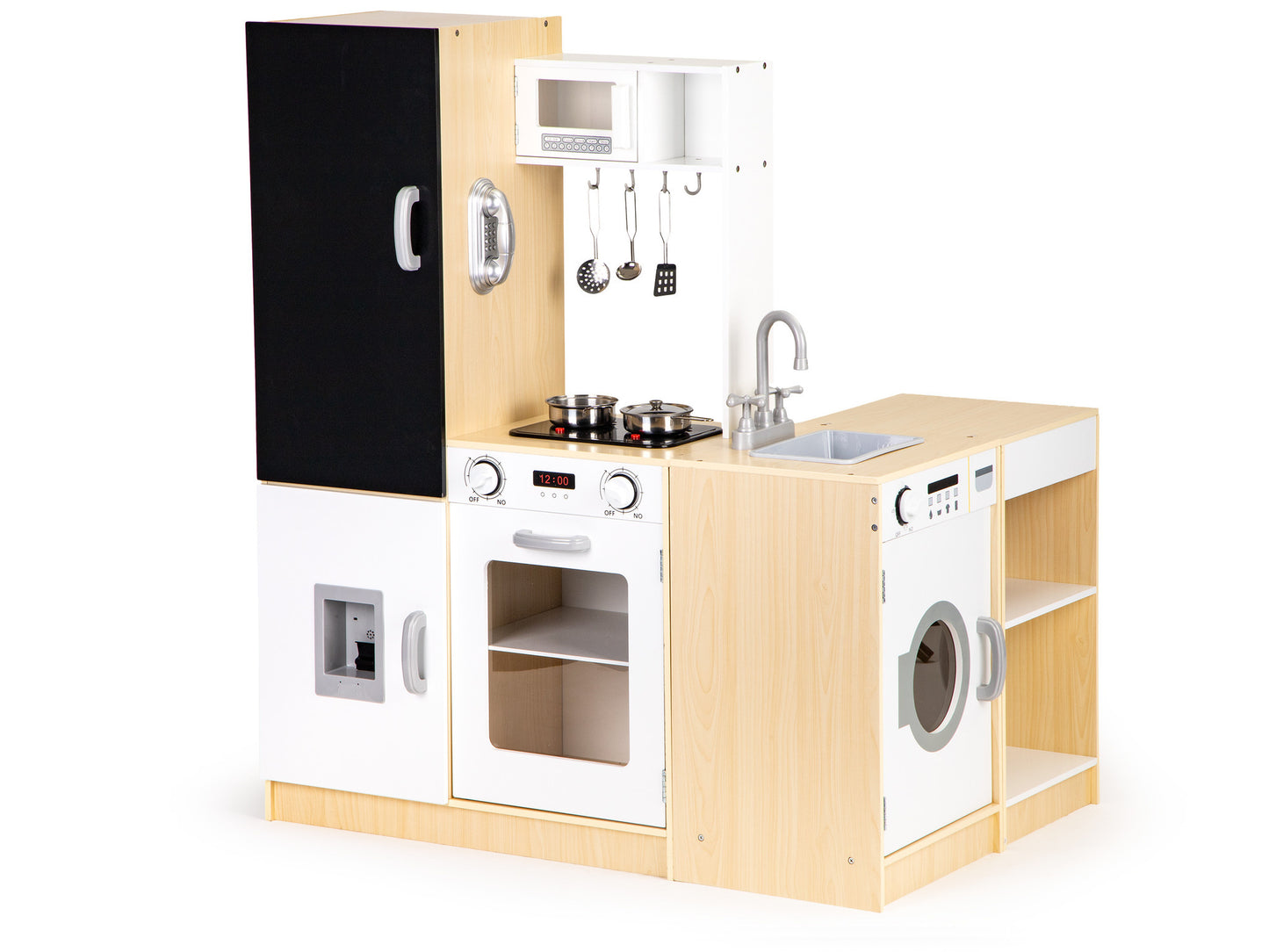 KINDERKEUKEN - Hout en MDF - wit/zwart/grijs