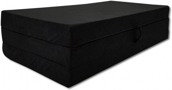 Logeermatras - opvouwbaar, wasbare hoes, 200x120x10 cm - zwart
