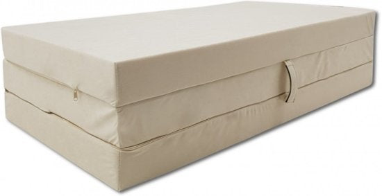 Logeermatras - Opvouwbaar, Comfortabel, Wasbare Hoes - Creme 200x80x10 cm