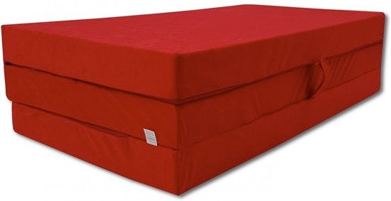 Logeermatras - opvouwbaar, comfortabel, wasbare hoes - rood 200x80x10 cm